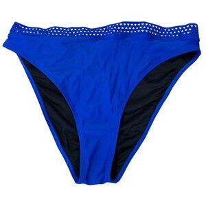 Cupshe High Waisted Figure Flattering Royal Blue Laser-Cut Detailed Edge Bikini